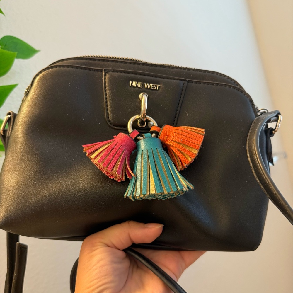 Nine West Black Crossbody Bag with Vibrant Accents
